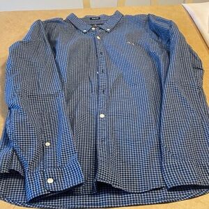 Hollister Navy and White Plaid Button Down Shirt